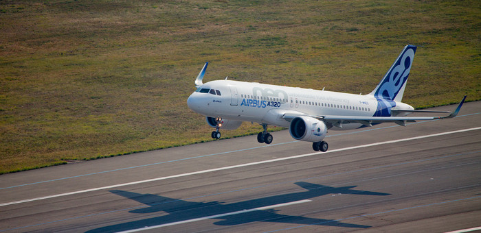 A320neo takes off